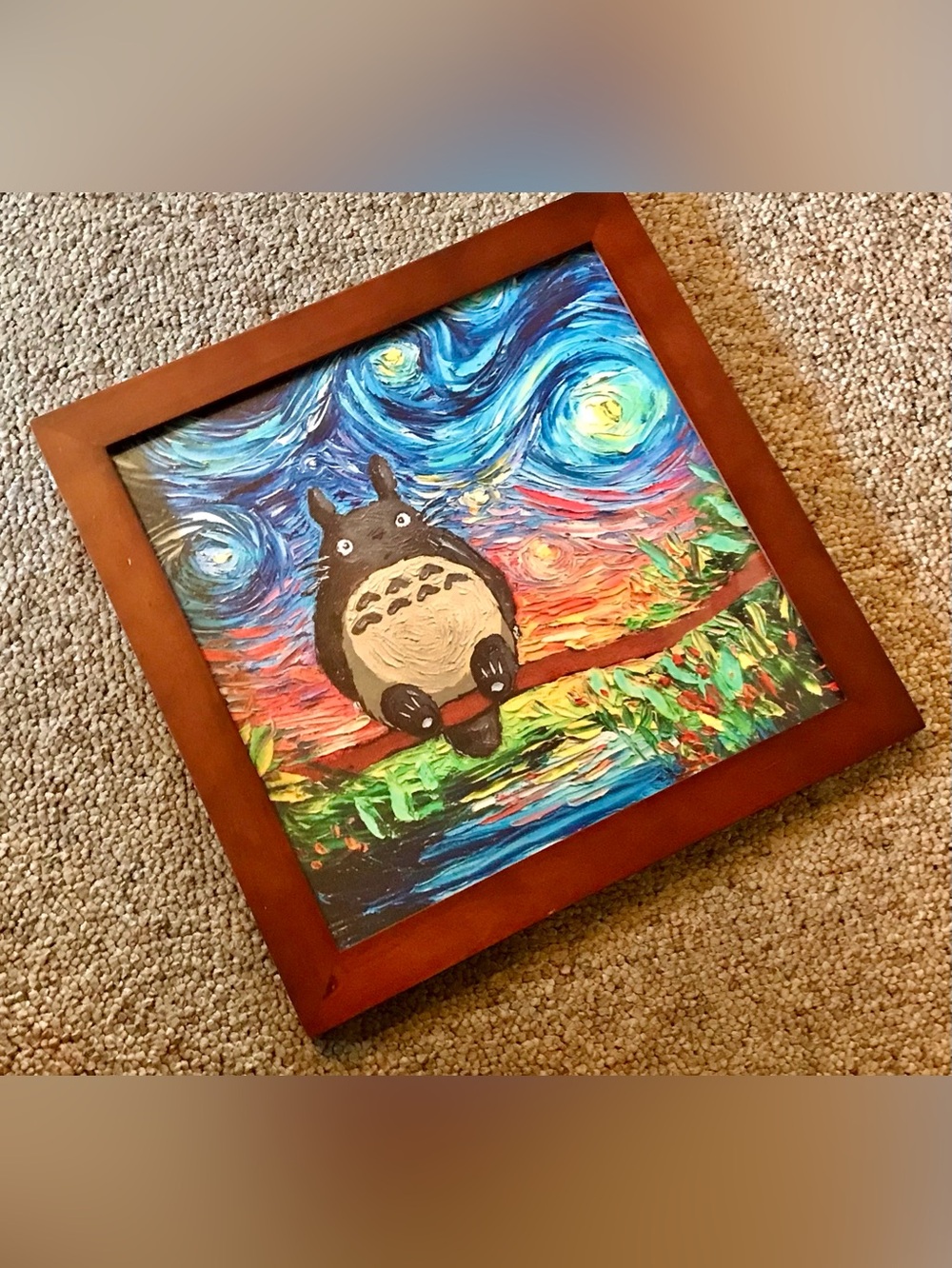 Framed Canvas Print My Neighbor Totoro Starry Night Artwork Framed By Us - Picture 4 of 10